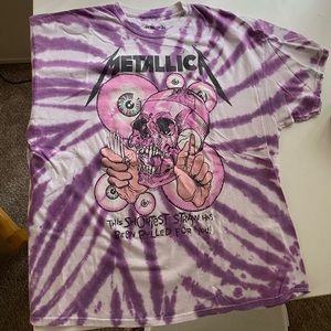 XL Purple Tie Dye Metallica Shortest Straw Tee